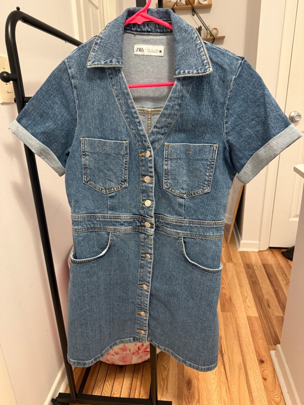 Zara Blue Denim dress with White Label
